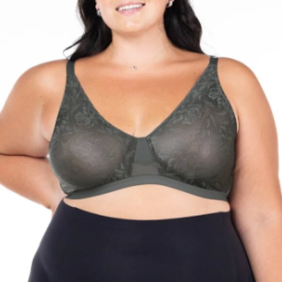 Dandelion Smooth Lace Sheer Plunge Bralette, S 36D - Picture 1 of 6